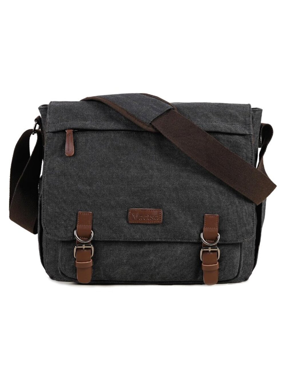 Vintage Messenger Bag 15.6 Inch Laptop Canvas PU Leather Travel Crossbody